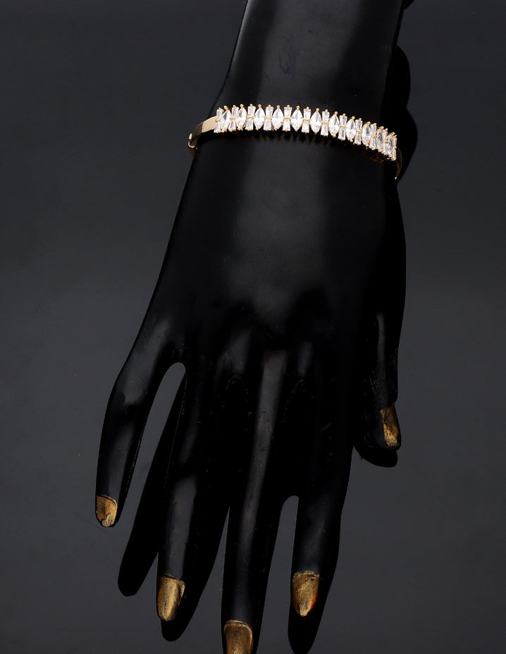 Zirconia Gold Polish Kada Bracelet