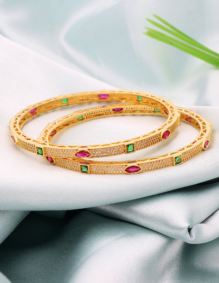 Designer Zirconia Gold Plated Bangles