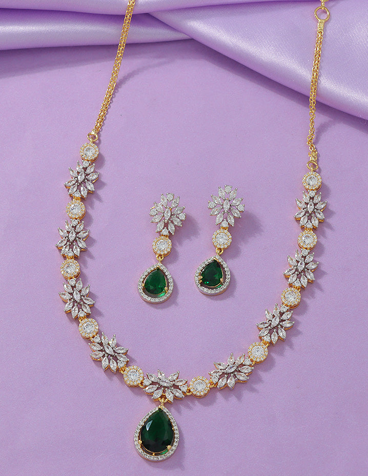 Designer Zirconia Floral Elegance Necklace Set