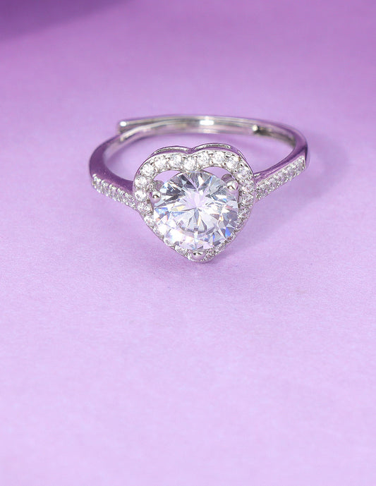 Designer Zirconia Heart Shape Adjustable Finger Ring