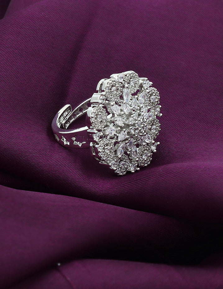 Zirconia Rhodhium Polish Finger Ring