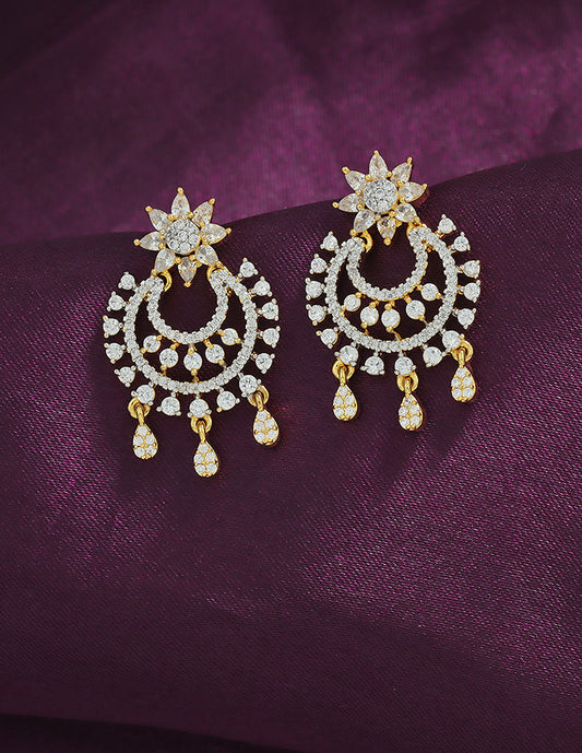 Designer Zirconia Sparkling Starfall Chandbali Earrings