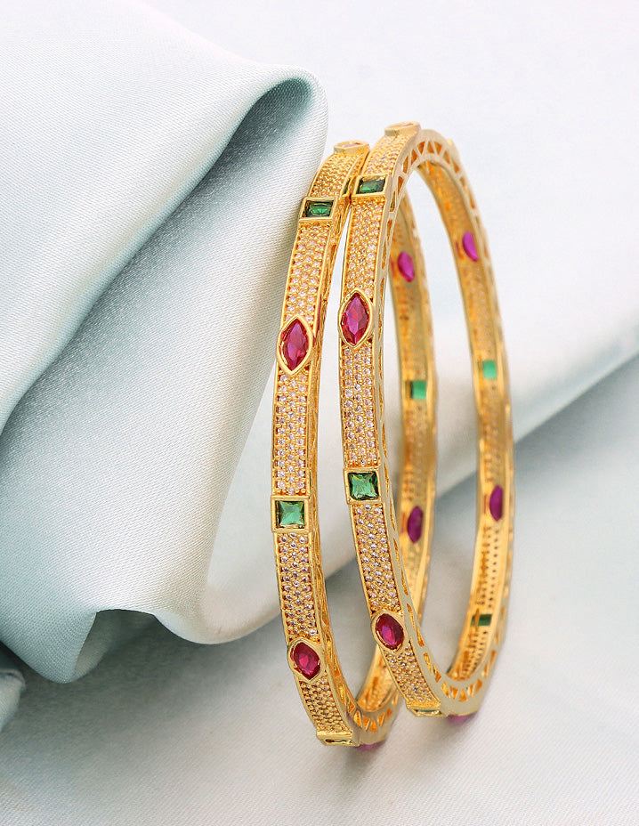 Designer Zirconia Gold Plated Bangles
