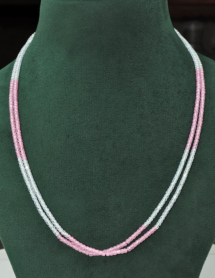 Designer 2-Lines Baby Pink Cz Beads Mala