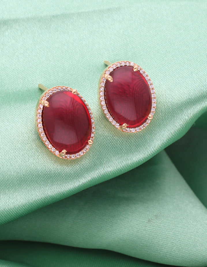 Zirconia Gold Polish Stud Earrings