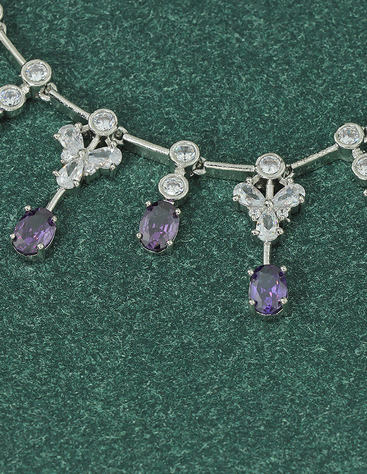 Designer Zirconia Rhodium Elegance Necklace Set