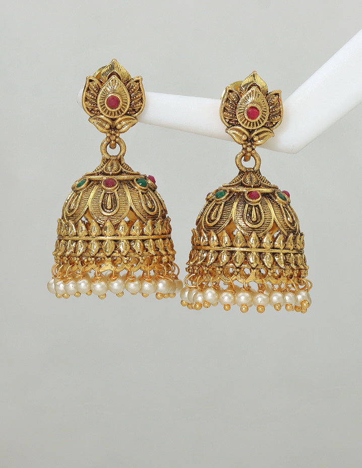 Designer Matt Kempu Floral Design Jhumka Earrings