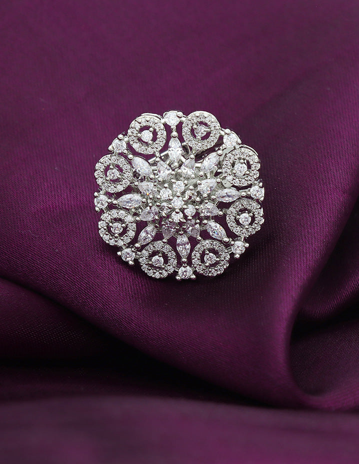 Zirconia Rhodhium Polish Finger Ring
