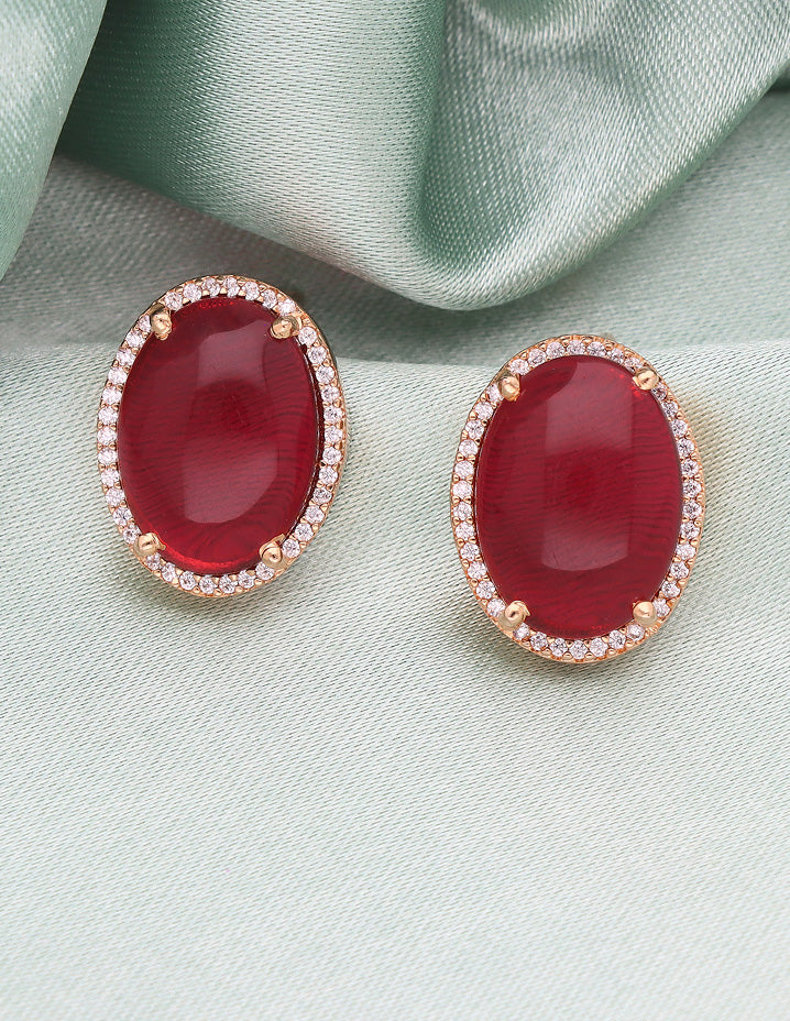 Zirconia Gold Polish Stud Earrings