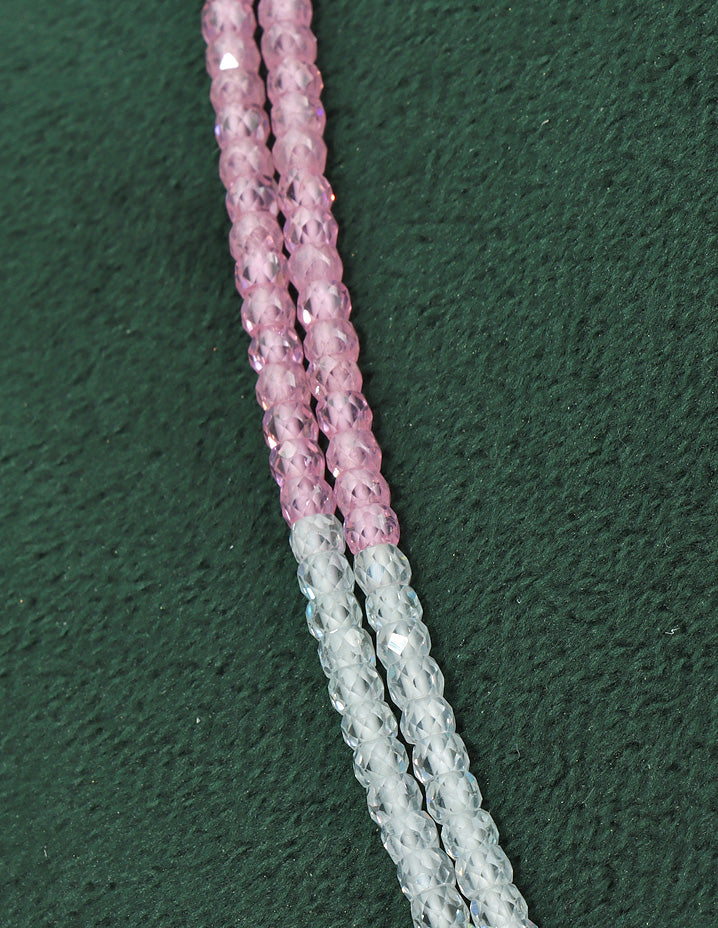 Designer 2-Lines Baby Pink Cz Beads Mala
