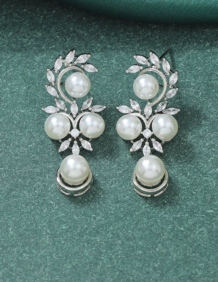 Designer Zirconia Pearl Necklace Set