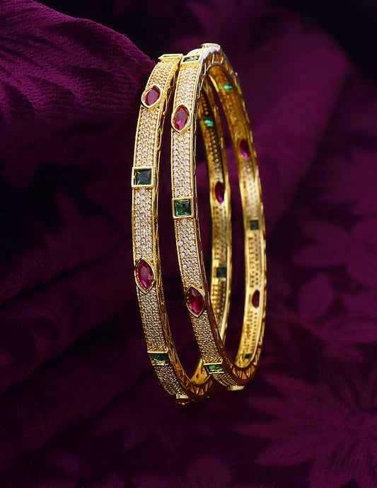 Designer Zirconia Gold Plated Bangles