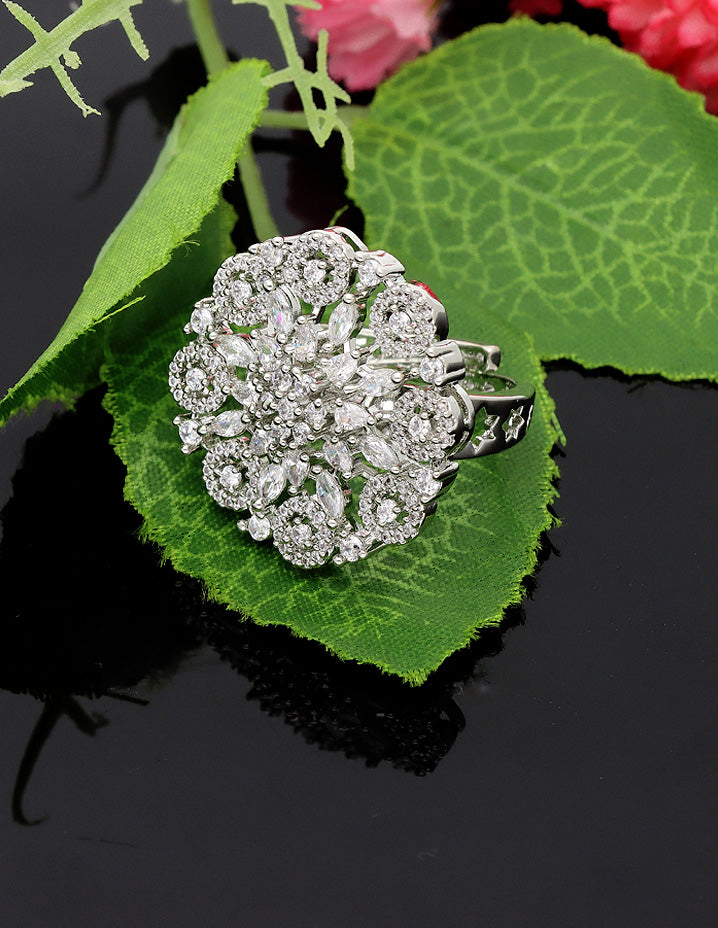 Zirconia Rhodhium Polish Finger Ring