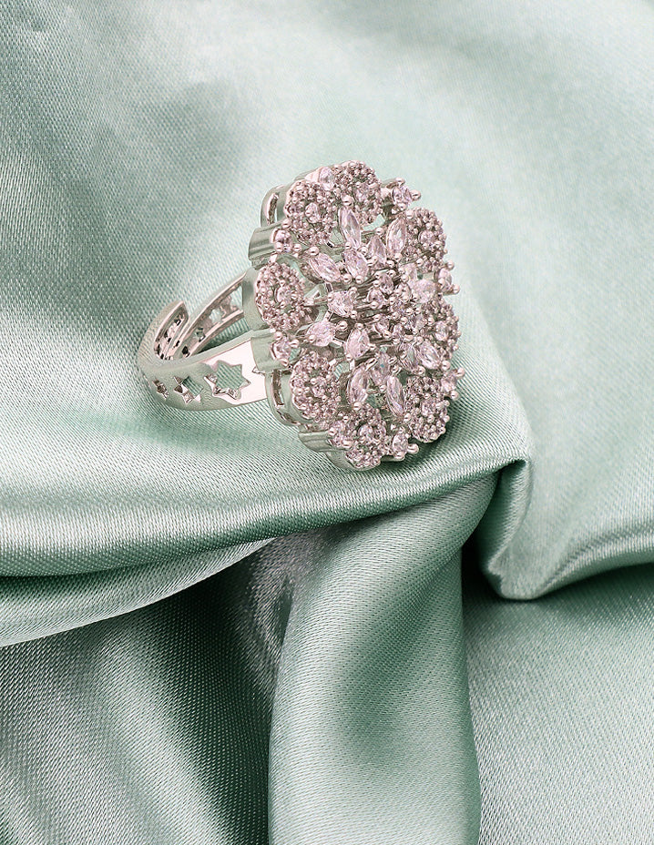 Zirconia Rhodhium Polish Finger Ring
