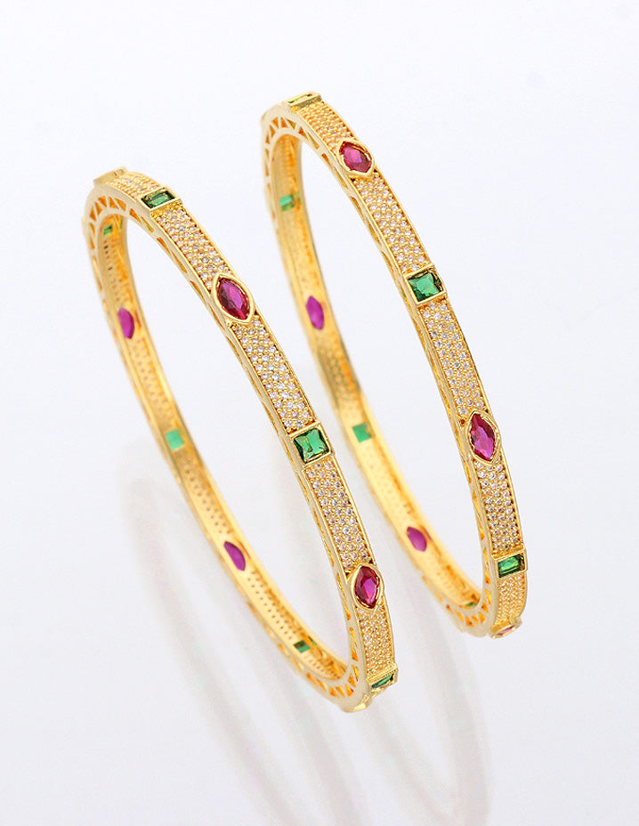 Designer Zirconia Gold Plated Bangles