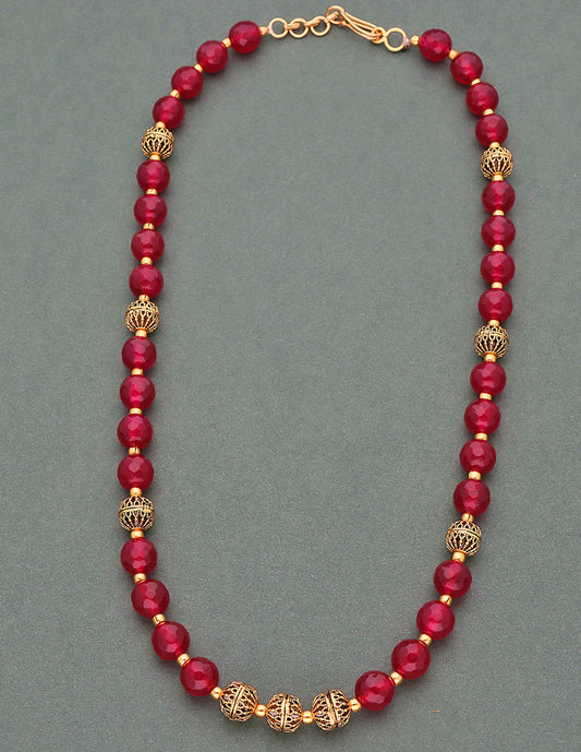 Designer Round Cut Beads Ruby Mala