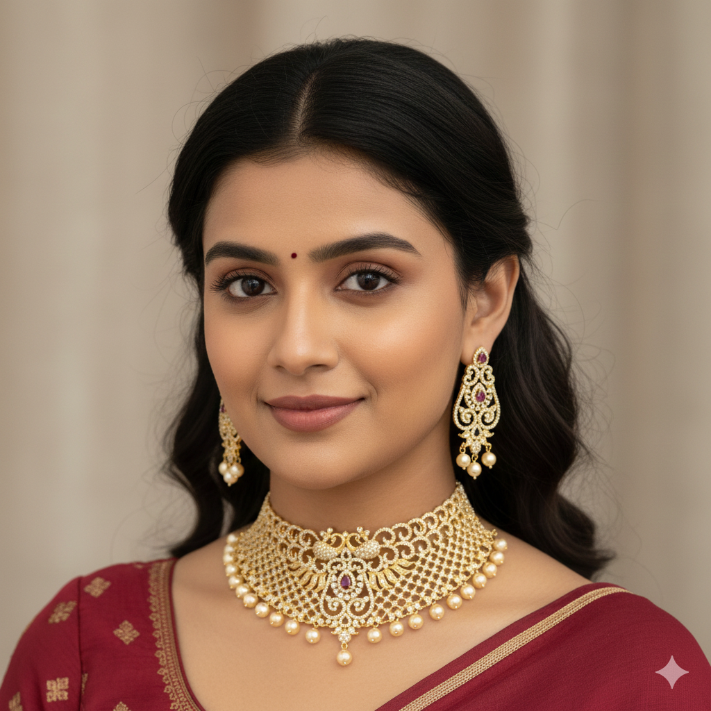 Zirconia Gold Choker Set