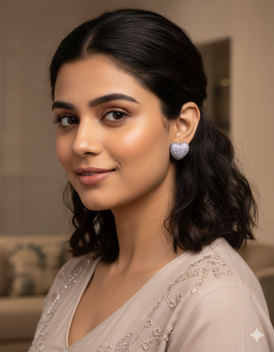 Designer Zirconia Black Polish Stud Earrings