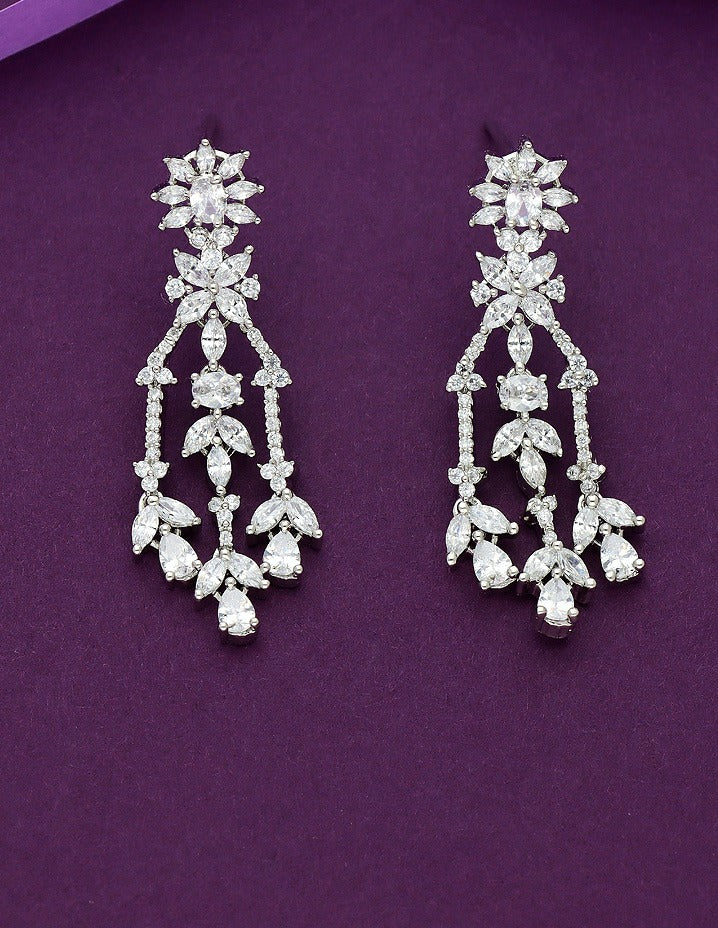 Designer Rhodhium Polish Zirconia Necklace Set