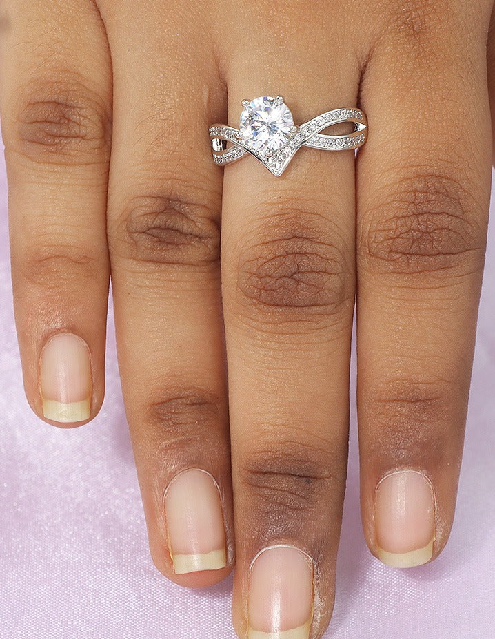 Designer Zirconia V Shape Adjustable Finger Ring