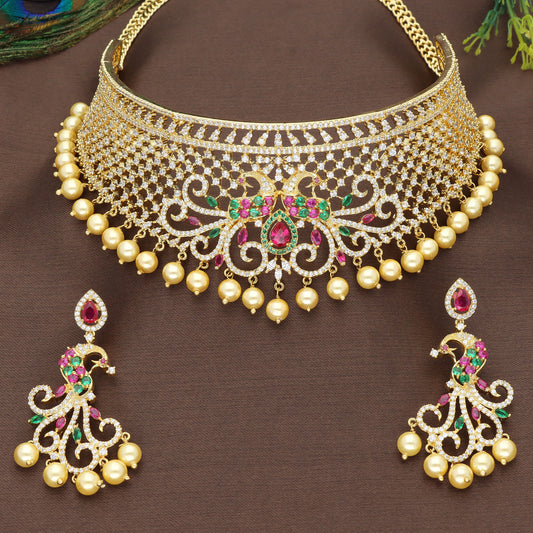 Designer Gold Zirconia Choker Set