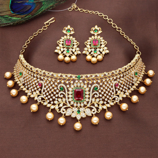 Zirconia Gold Choker Set