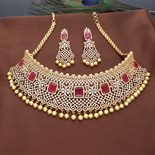 Zirconia Gold Choker Set