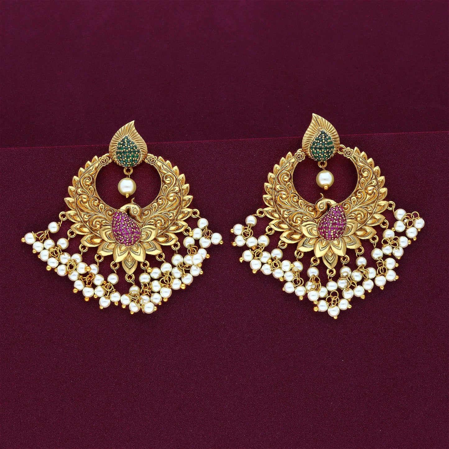 CZ Guttapusalu Chandbali Earrings 113353