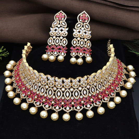Designer Gold Zirconia Choker Set
