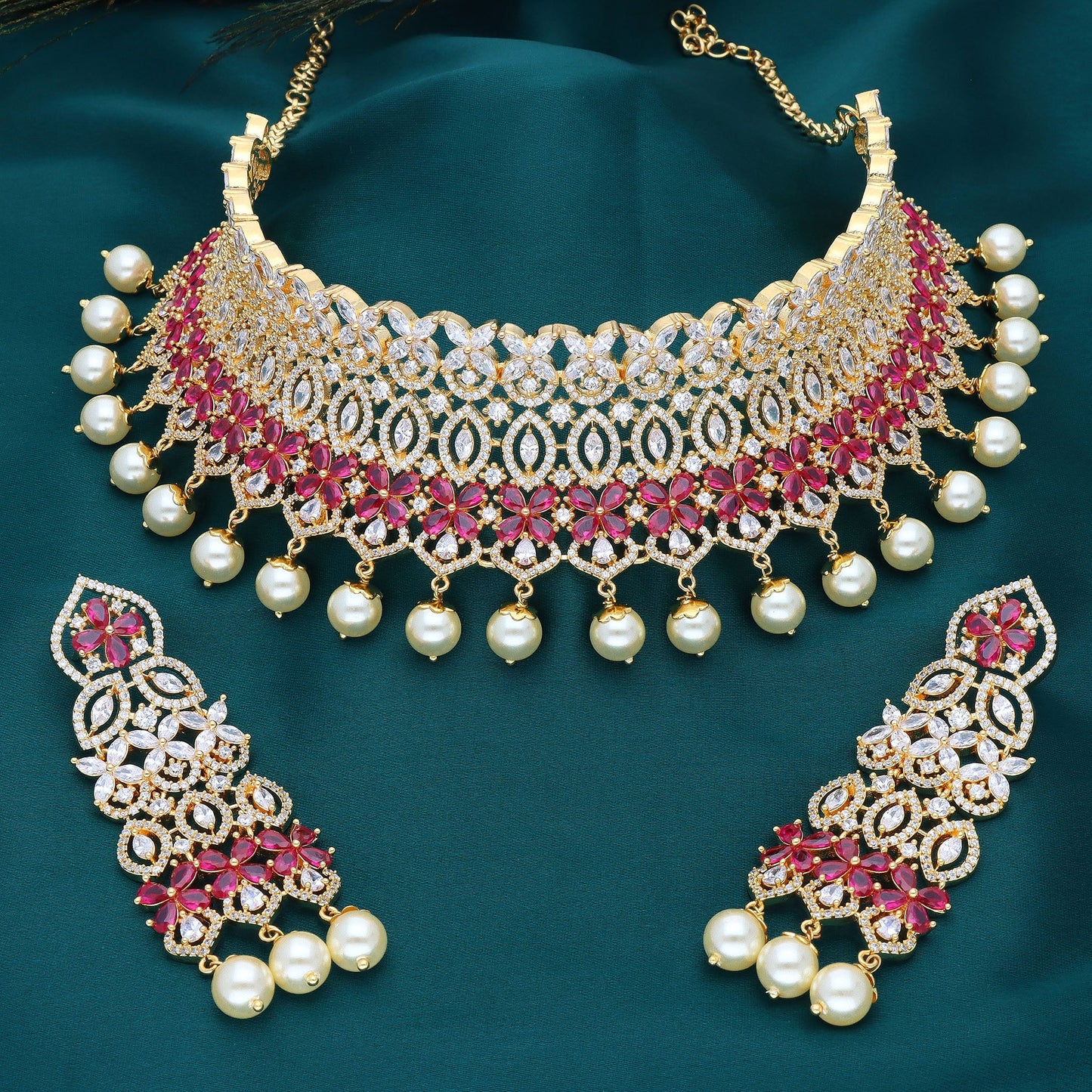 Designer Gold Zirconia Choker Set