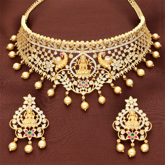 Lakshmi Devi Gold Zirconia Choker Set