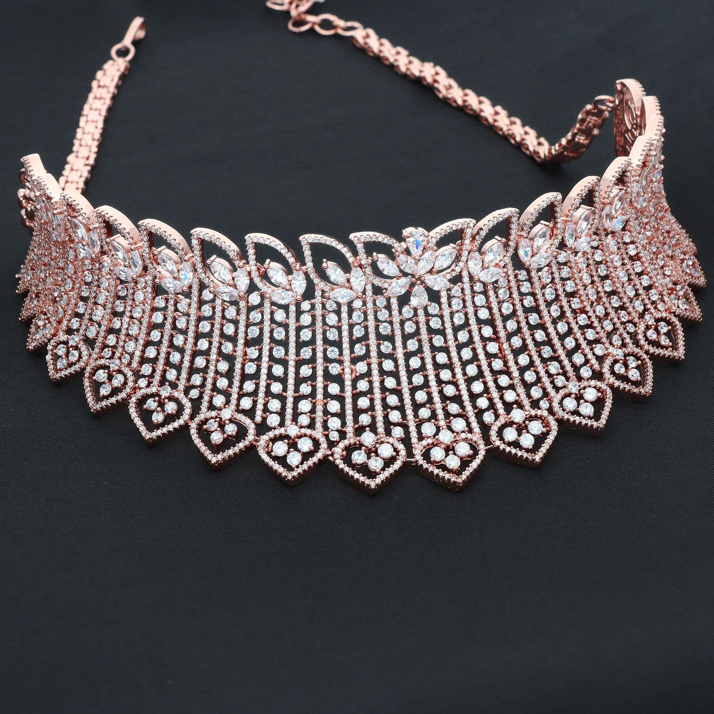 Designer Rose Gold Zirconia Choker Set