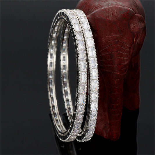 Designer Zirconia Rhodium Polish Bangles