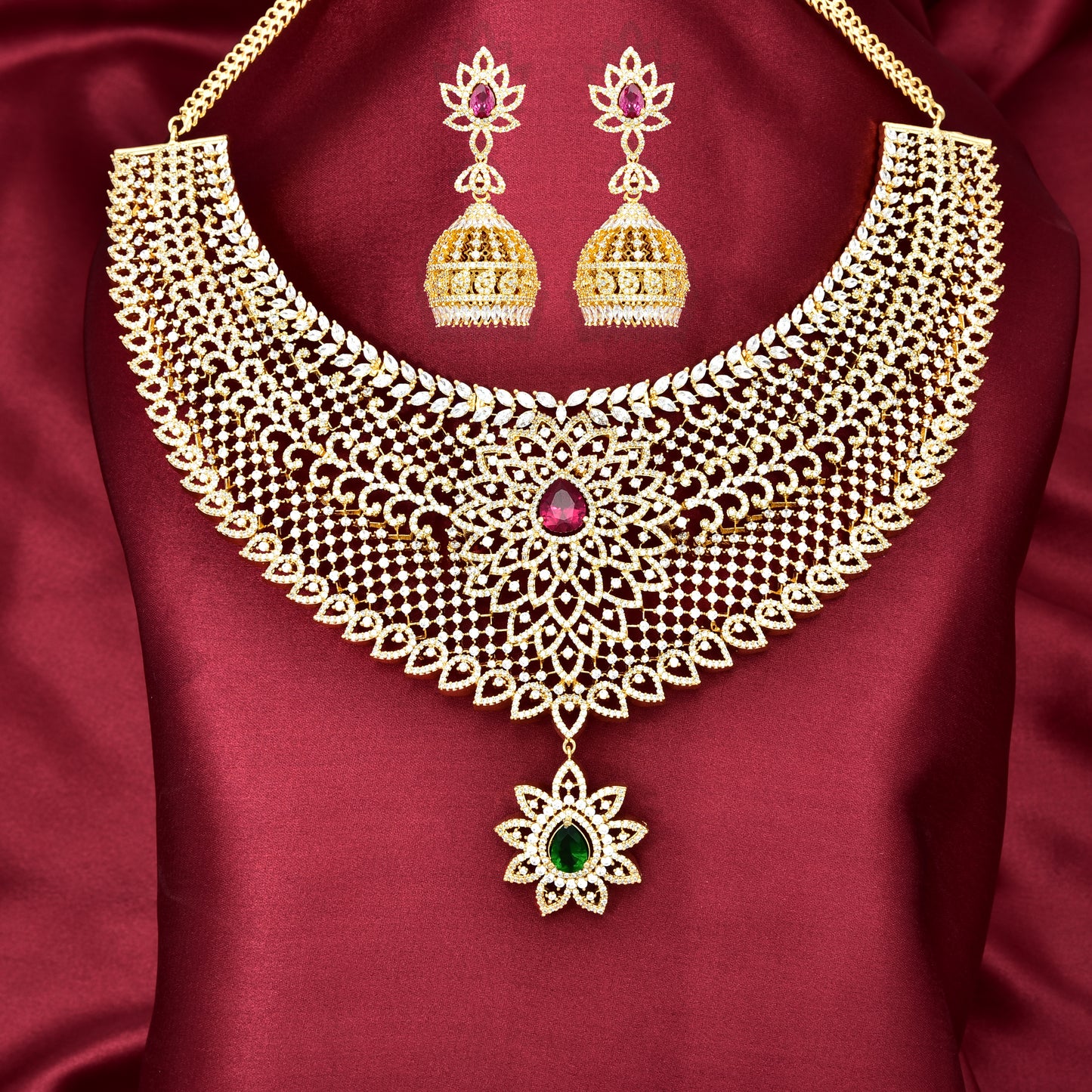 Designer Gold Zirconia Choker Set