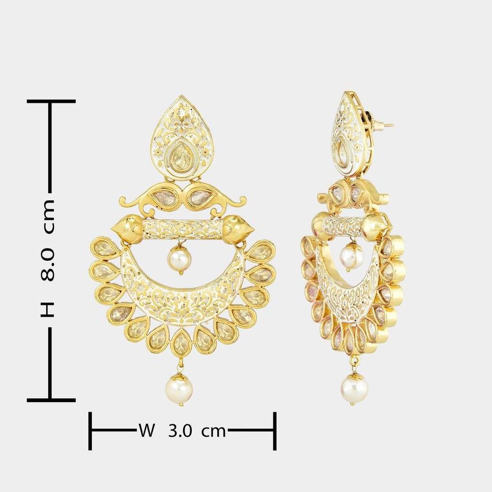 Meenakari Kundan Chandbali Earrings