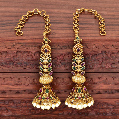 Antique Zirconia Kempu Jhumka Earrings