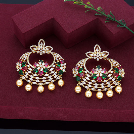 Designer Fancy Zirconia Chandbali Earrings