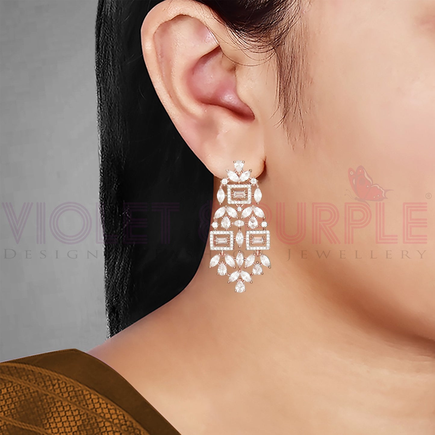 Designer Rose Gold Zirconia Choker Set