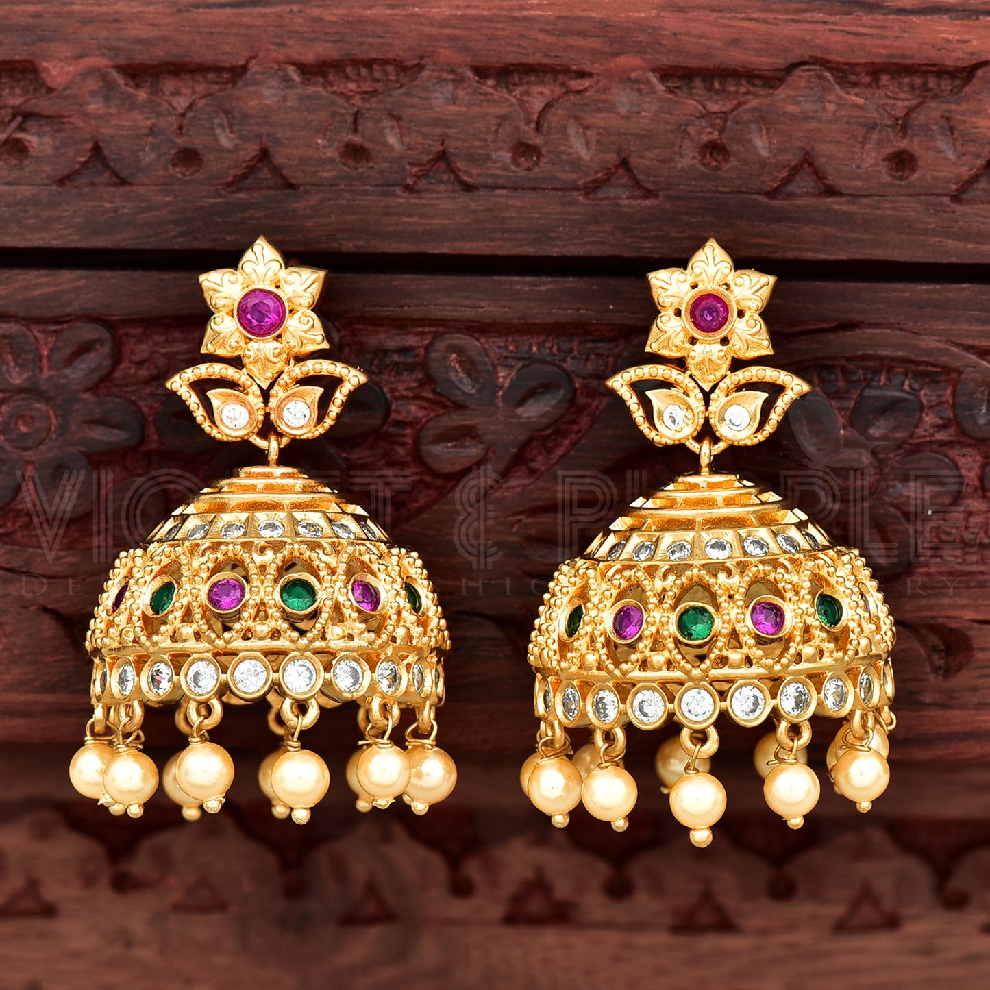 Zirconia Matt Jhumka Earrings