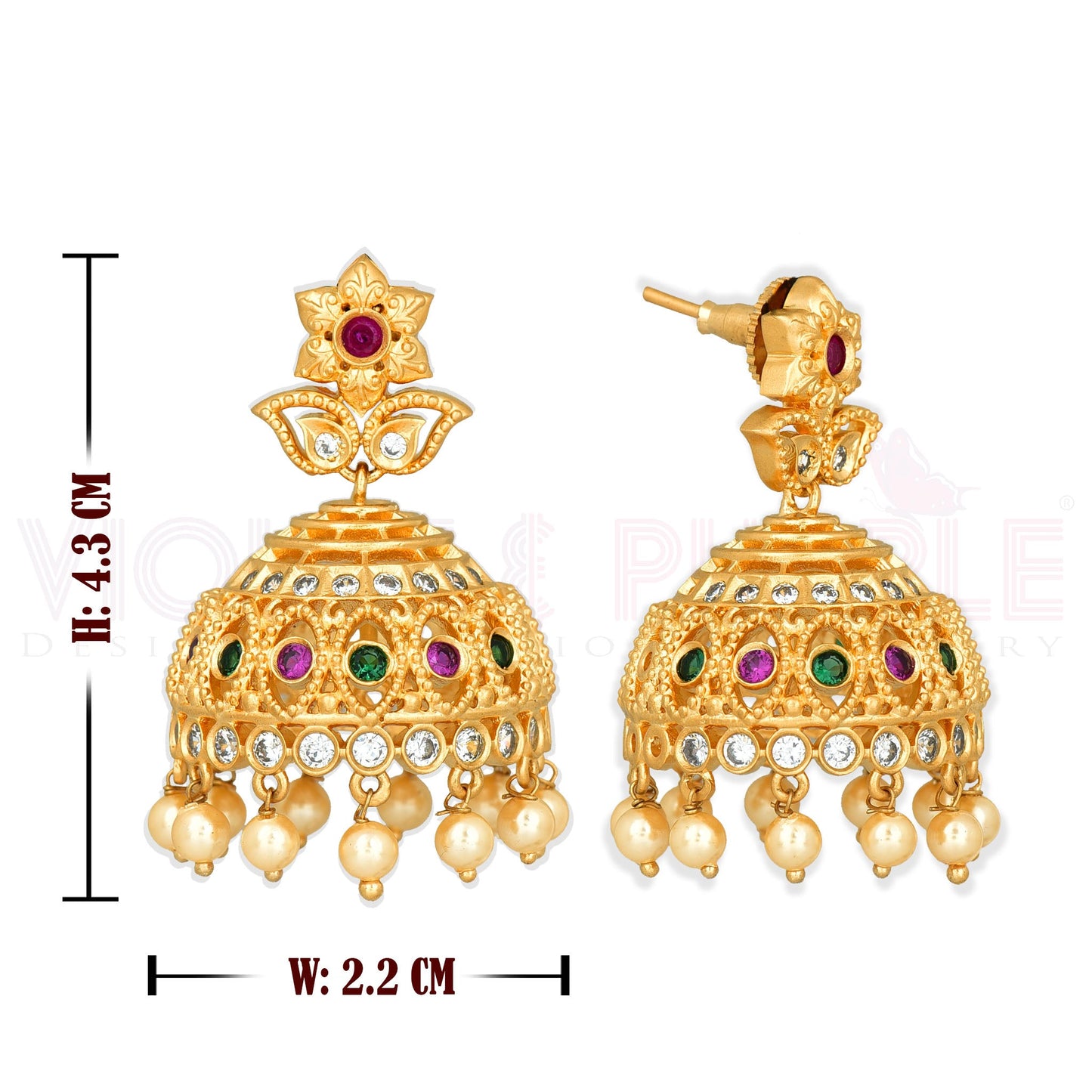 Zirconia Matt Jhumka Earrings