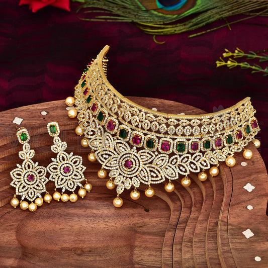 Designer Gold Zirconia Choker Set