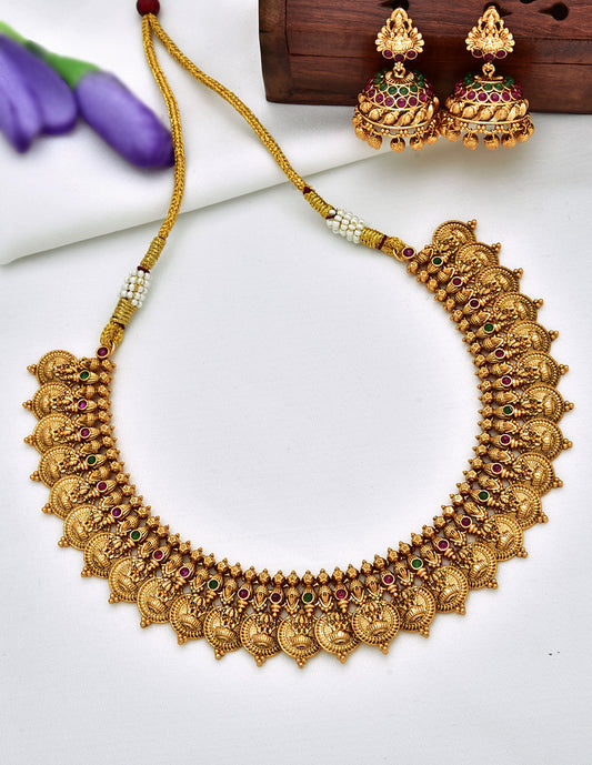 Antique Kempu Kasu Necklace Set