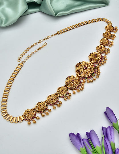 Antique Peacock Pattern Chain Vaddanam