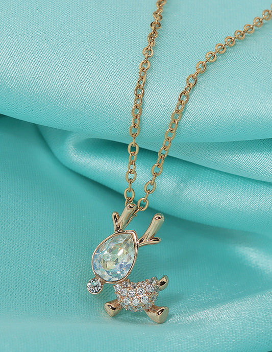 Swarovski Crystal Golden Glimmer Reindeer Chain Pendant