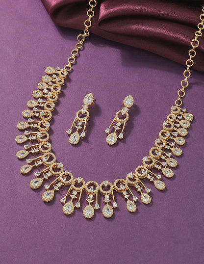 Designer Gold Polish Zirconia Necklace Set