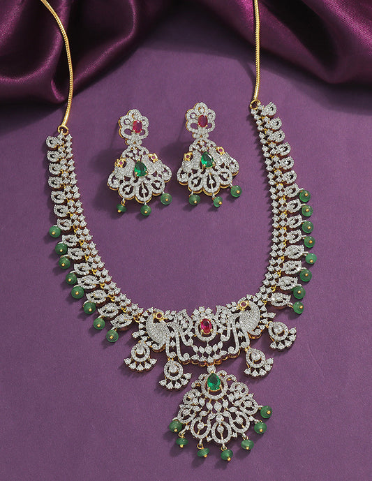 Designer GJ Polish Zirconia Necklace Set