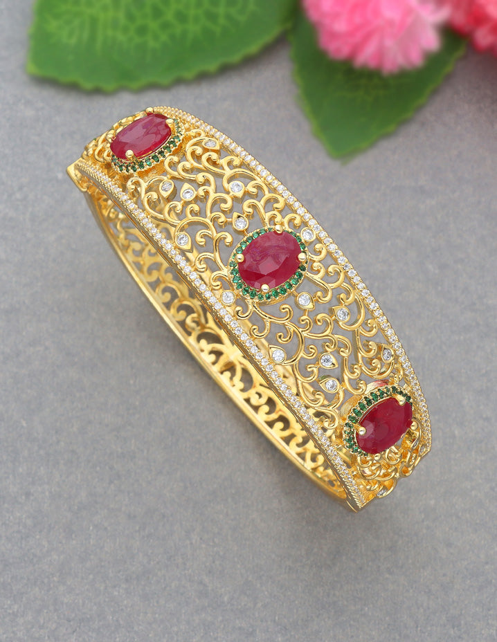 Zirconia Gold Polish Kada Bracelet – Violet Purple Designer