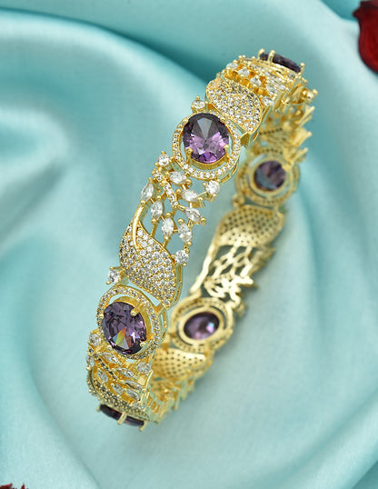 Designer Zirconia Gold Amethyst Bangle ZBGL11075