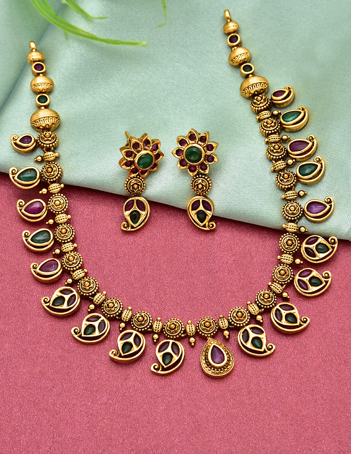 Antique Kempu Necklace Set 127902