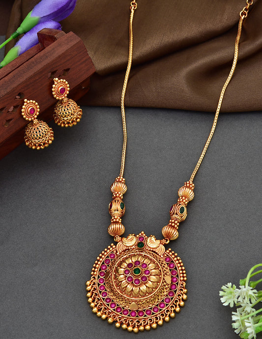 Designer Kempu Chain Pendant Set